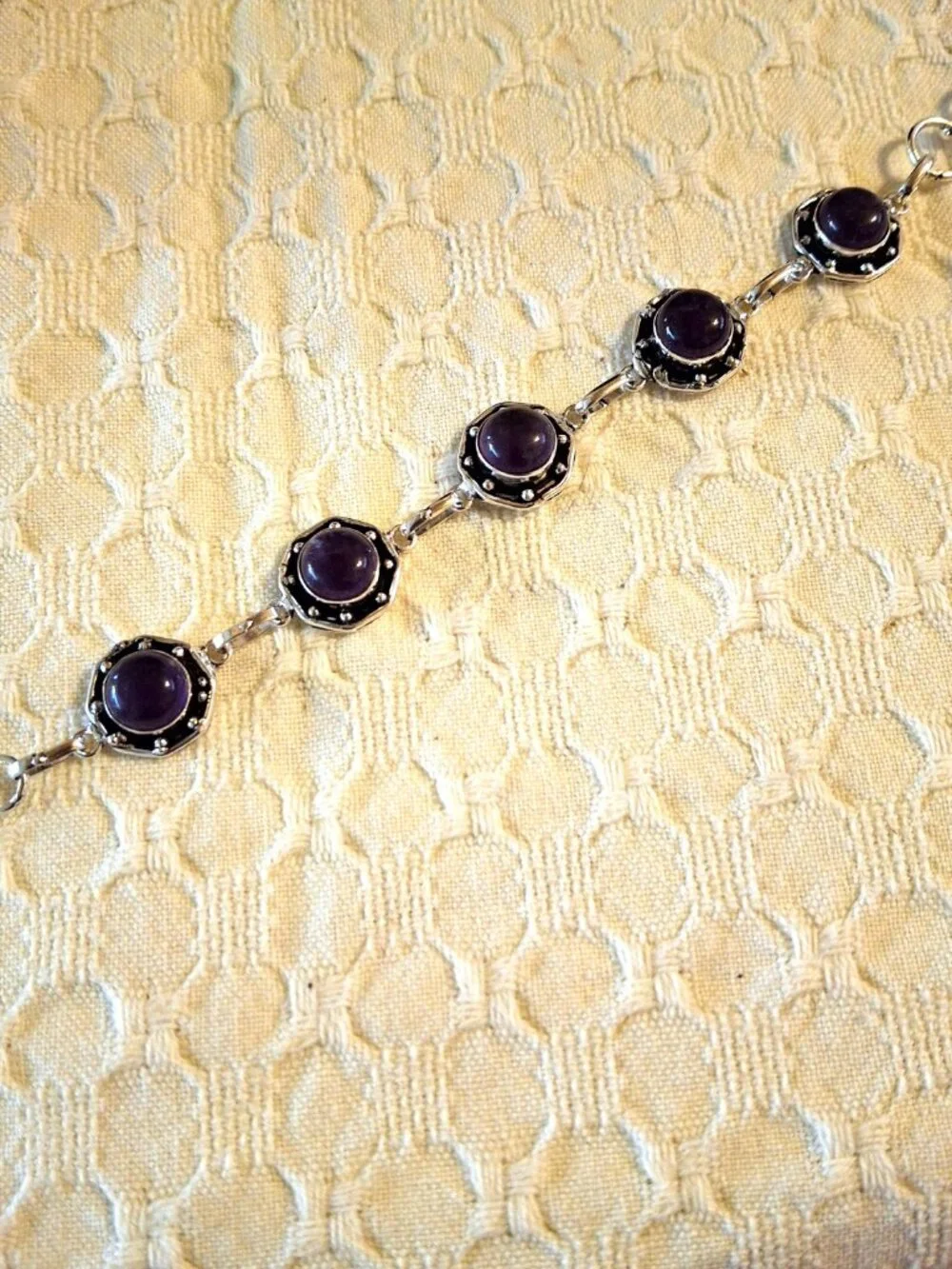 Amethyst Gemstone Ethnic Handmade Bracelet NWOT  454